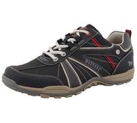 Sneaker MUSTANG SHOES "Ferdinando", Herren, Gr. 42, schwarz (grau kombiniert), Lederimitat, Textil, Schuhe Sneaker, Freizeitschuh, Halbschuh, Schnürschuh mit auffälligen Kontrastnähten (99913403-42) g