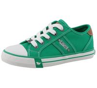Sneaker MUSTANG SHOES "Gaspare", Mädchen, Gr. 35, grün, Baumwolle, Schuhe Sneaker, Freizeitschuh, Halbschuh, Schnürschuh mit auffälliger Kontrastnaht (98959958-35) grün