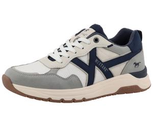 Sneaker MUSTANG SHOES "Giacinto", Herren, Gr. 41, grau, weiß, natur, Lederimitat, Textil, Schuhe Sneaker, Freizeitschuh, Halbschuh, Schnürschuh im modischen Kontrast-Look (84513440-41) grau, weiß, nat