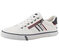 Sneaker MUSTANG SHOES "Giuliano", Herren, Gr. 41, weiß, Lederimitat, Schuhe Sneaker, Freizeitschuh, Halbschuh, Schnürschuh mit modischem Lochmuster (50331101-41) weiß