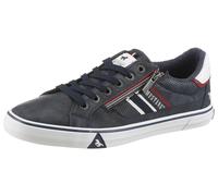 Sneaker MUSTANG SHOES "Giuliano", Herren, Gr. 44, blau (navy), Lederimitat, used, Schuhe Sneaker, Freizeitschuh, Halbschuh, Schnürschuh mit modischem Lochmuster (27986610-44) navy