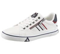Sneaker MUSTANG SHOES "Giuliano", Herren, Gr. 46, weiß, Lederimitat, Schuhe Sneaker, Freizeitschuh, Halbschuh, Schnürschuh mit modischem Lochmuster (50331101-46) weiß