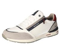 Sneaker MUSTANG SHOES, Herren, Gr. 44, grau (sanftes weiß, grau), Lederimitat, kontrastfarbene Details, Schuhe Sneaker, mit Außenreißverschluss, Freizeitschuh, Halbschuh, Schnürschuh (39149717-44) san