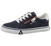 Sneaker MUSTANG SHOES "Inken", Mädchen, Gr. 33, navy, Baumwolle, Lederimitat, Schuhe Sneaker, Freizeitschuh, Halbschuh, Schnürschuh mit Logoschriftzügen (21844626-33) navy