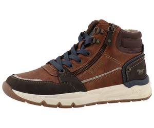 Sneaker MUSTANG SHOES "Mart", Herren, Gr. 44, braun (cognac), Lederimitat, Textil, Schuhe Sneaker, High Top Sneaker, Schnürboots mit Reißverschluss (49995039-44) cognac