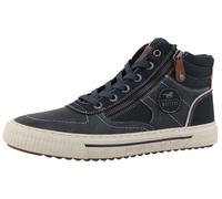 Sneaker MUSTANG SHOES "Masha", Damen, Gr. 49, navy, Lederimitat, Basic, Schuhe Sneaker, High Top Sneaker, Schnürboots mit Reißverschluss (92224718-49) navy