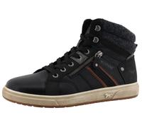 Sneaker MUSTANG SHOES "Merian", Herren, Gr. 43, schwarz, Lederimitat, Textil, Basic, Schuhe Sneaker, High Top Sneaker, Schnürboots mit Reißverschluss (60712546-43) schwarz
