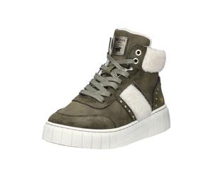Sneaker MUSTANG SHOES "Mustang Shoes Sneaker Lederimitat/Textil", Damen, Gr. 38, military, Lederimitat, Textil, Schuhe Sneaker (38614666-38) military