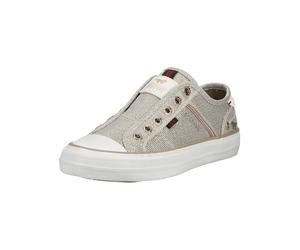 Sneaker MUSTANG SHOES "Mustang Shoes Sneaker Lederimitat/Textil", Damen, Gr. 45, gold, Lederimitat, Textil, Schuhe Sneaker (35452105-45) gold