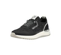 Sneaker MUSTANG SHOES "Mustang Shoes Sneaker Lederimitat/Textil", Herren, Gr. 38, schwarz, silber, Lederimitat, Textil, Schuhe Sneaker (32325418-38) schwarz, silber