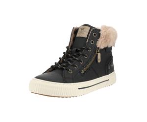 Sneaker MUSTANG SHOES "Mustang Shoes Stiefelette Lederimitat", Damen, Gr. 39, Lederimitat, schwarz, Schuhe Sneaker (41288801-39) schwarz