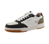 Sneaker MUSTANG SHOES "Ruggero", Herren, Gr. 41, schwarz-weiß (weiß kombiniert), Lederimitat, Schuhe Sneaker, Freizeitschuh, Halbschuh, Schnürschuh mit modischen Kontrastbesätzen (62881164-41) weiß ko