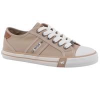 Sneaker MUSTANG SHOES "Winona", Damen, Gr. 37, hellbeige, Baumwolle, Schuhe Sneaker, Freizeitschuh, Halbschuh, Schnürschuh mit seitlichem Logoschriftzug (36666367-37) hellbeige