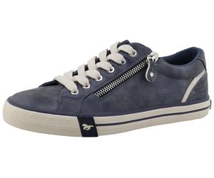 Sneaker MUSTANG SHOES "Winona", Damen, Gr. 39, navy, Lederimitat, Schuhe Sneaker, Freizeitschuh, Halbschuh, Schnürer mit Besatz im Animal-Look, Topseller (77550300-39)