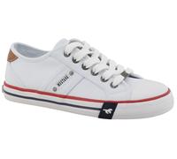 Sneaker MUSTANG SHOES "Winona", Damen, Gr. 39, weiß, Baumwolle, Schuhe Sneaker, Freizeitschuh, Halbschuh, Schnürschuh mit seitlichem Logoschriftzug (79647065-39) weiß