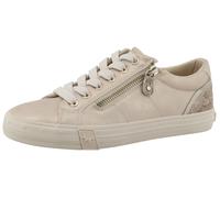 Sneaker MUSTANG SHOES "Winona", Damen, Gr. 41, beige (creme), Lederimitat, Schuhe Sneaker, Freizeitschuh, Halbschuh, Schnürer mit Besatz im Animal-Look (42276027-41) creme