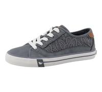 Sneaker MUSTANG SHOES "Winona", Damen, Gr. 42, jeansblau, Lederimitat, Textil, Schuhe Sneaker, Freizeitschuh, Halbschuh, Schnürschuh mit Makramee-Stickerei (70321603-42) jeansblau