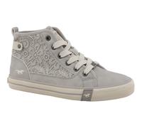 Sneaker MUSTANG SHOES "Winona", Herren, Gr. 39, hellgrau, Lederimitat, Textil, Schuhe Sneaker, Schnürboots, High Top-Sneaker mit Blüten-Stickerei (34987524-39) hellgrau