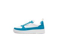 Sneaker N91 "Bball M AB Herrensneaker", Herren, Gr. 44, blau (weiß, petrol), Kalbsleder, Schuhe Sneaker, Turnschuh Leder handgefertigt, sportlicher Freizeitschuh Herren (97571724-44) weiß, petrol