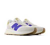 Sneaker NEW BALANCE "370", Herren, Gr. 42,5, nb 103 weiß, blau gemstone, Leder, Mesh, Schuhe Sneaker (19580531-42,5) nb 103 weiß, blau gemstone