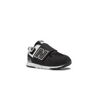 Sneaker NEW BALANCE "574", Mädchen, Gr. 26, schwarz-weiß (schwarz, silber metallic bk), Mesh, Synthetik, Schuhe Sneaker, für Babys und Kinder, mit Gummilaufsohle (66438545-26) schwarz, silber metallic