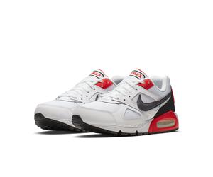 Sneaker NIKE SPORTSWEAR "AIR MAX IVO", Herren, Gr. 41, weiß, dunkelgrau, habanero rot, schwarz, Leder, Textil, Schuhe Sneaker (65982147-41) weiß, dunkelgrau, habanero rot, schwarz