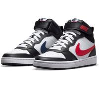 Sneaker NIKE SPORTSWEAR "COURT BOROUGH MID 2 BG", Mädchen, Gr. 38, weiß, university rot, weiß, schwarz, Leder, Synthetik, Textil, Schuhe Sneaker, Design auf den Spuren des Air Force 1, für Kinder & Ju