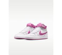 Sneaker NIKE SPORTSWEAR "Court Borough Mid 2", Mädchen, Gr. 39, weiß, playful pink, Leder, Synthetik, Schuhe Sneaker, Design auf den Spuren des Air Force 1 für Jugendliche (59220964-39) weiß, playful 