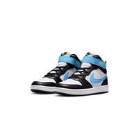 Sneaker NIKE SPORTSWEAR "COURT BOROUGH MID 2 (PSV)", Mädchen, Gr. 33,5, weiß, football blau, schwarz, arctic grün, Leder, Synthetik, Schuhe Sneaker, inspiriert vom Air Force 1, für Basketball und spor