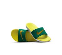 Sneaker NIKE SPORTSWEAR "KAWA SLIDE (GS/PS)", Mädchen, Gr. 37,5, grün (malachite, metallic gold, sonic gelb), Synthetik, Schuhe Sneaker, Für Kinder & Jugendliche (76439156-37,5) malachite, metallic go