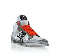 Sneaker PHILIPP PLEIN "Retrokickz", Herren, Gr. 41, Normalschaft, 0186, weiß, orangefluo, Schuhe Sneaker (36039969-41) 0186, weiß, orangefluo