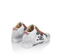 Sneaker PHILIPP PLEIN "Retrokickz", Herren, Gr. 46, Normalschaft, 0186, weiß, orangefluo, Schuhe Sneaker (62222122-46) 0186, weiß, orangefluo