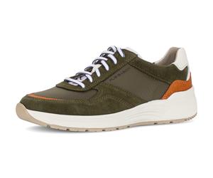 Sneaker PIUS GABOR, Herren, Gr. 9,5 (44), grün (khaki kombiniert), Nappaleder, Textil, Veloursleder, Schuhe Sneaker, Freizeitschuh, Halbschuh, Schnürschuh mit Kontrastbesätzen, G-Weite (25365924-9,5) 