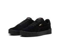 Sneaker PUMA "CARINA 3.0 SD", Damen, Gr. 38, puma schwarz, puma gold, Leder, Schuhe Sneaker, aus Wildleder, mit SOFTFOAM+ Einlegesohle, mit Schnürung (92307215-38) puma schwarz, puma gold