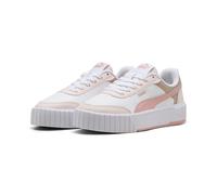 Sneaker PUMA "Carina Mia Sneakers Mädchen", Damen, Gr. 38, weiß rosy outlook jasmine flower pink, Obermaterial: Kuhleder, Textil, Synthetik; Futter: Textil; Innensohle: Textil; Laufsohle: Gummi, Schuh
