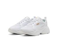 Sneaker PUMA "CASSIA 2.0", Damen, Gr. 42,5, weiß (puma weiß, puma gold, puma weiß), Textil, Schuhe Sneaker (12265500-42,5) puma weiß, puma gold, puma weiß