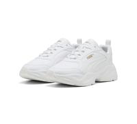 Sneaker PUMA "Cassia 2.0 Sneakers Damen", Gr. 38.5, weiß (weiß gold), Obermaterial:, Textil; Futter: Textil; Innensohle: Textil; Laufsohle: Gummi, Schuhe (45380131-38,5) weiß gold
