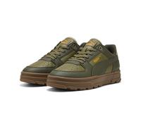 Sneaker PUMA "Caven 2.0 Abrupt Sneakers Erwachsene", Damen, Gr. 43, grün (olive schwarz gum grün beige), Obermaterial: Synthetik, Textil; Futter: Textil; Innensohle: Textil; Laufsohle: Gummi, Schuhe S