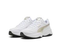 Sneaker PUMA "Cilia Mode Metallic Whisper Sneakers Damen", Damen, Gr. 37,5, weiß gold schwarz, Obermaterial: Synthetik, Textil; Futter: Textil; Innensohle: Keine Angabe; Laufsohle: Synthetik, Gummi, S
