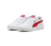 Sneaker PUMA "Court Classic Clean Sneakers Jugendliche", Damen, Gr. 36, weiß (weiß for all time rot), Obermaterial: Synthetik, Textil; Futter: Textil; Innensohle: Textil; Laufsohle: Gummi, Schuhe Snea