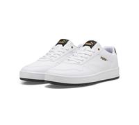 Sneaker PUMA "Court Classic Sneakers Erwachsene", Damen, Gr. 40.5, weiß (weiß schwarz gold), Obermaterial: Synthetik. Futter: Textil. Innensohle: Textil. Laufsohle: Gummi, Schuhe Sneaker (32306444-40,
