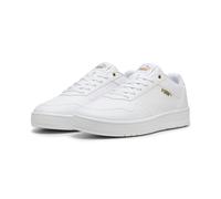 Sneaker PUMA "Court Classic Sneakers Erwachsene", Damen, Gr. 41, weiß (weiß gold), Obermaterial: Synthetik; Futter: Textil; Innensohle: Textil; Laufsohle: Gummi, Schuhe Sneaker (45633023-41) weiß gold