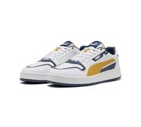 Sneaker PUMA "Court Classic Street Sneakers Erwachsene", Damen, Gr. 38,5, weiß archive gold persian blau gelb, Obermaterial: Synthetik; Futter: Synthetik, Textil; Innensohle: Textil; Laufsohle: Gummi,