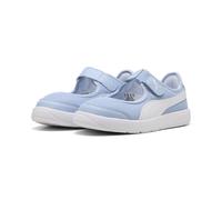 Sneaker PUMA "Courtflex v3 Lina Sneakers Mädchen", Mädchen, Gr. 28, weiß (haute tropic weiß blau), Obermaterial: Synthetik, Textil; Futter: Textil; Innensohle: Textil; Laufsohle: Synthetik, Gummi, Sch