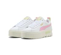 Sneaker PUMA "MAYZE LTH JR", Damen, Gr. 37,5, puma weiß, pink shimmer, Leder, unifarben, Schuhe Sneaker, mit strukturierter Plateau-Gummisohle, herausnehmbare Innensohle (32286566-37,5) puma weiß, pin