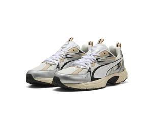 Sneaker PUMA "Milenio Tech Sneakers Erwachsene", Damen, Gr. 42, warm weiß silber metallic, Obermaterial: Textil, Synthetik; Futter: Textil; Innensohle: Textil; Laufsohle: Gummi, Schuhe Sneaker (945804