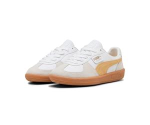 Sneaker PUMA "PALERMO LTH", Damen, Gr. 45, puma weiß, almost apricot, Leder, mehrfarbig, Schuhe Sneaker, mit Obermaterial aus Leder, mit Overlays aus Wildleder (50065926-45) puma weiß, almost apricot