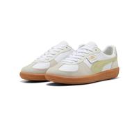 Sneaker PUMA "PALERMO LTH", Damen, Gr. 47, weiß (puma weiß, vapor gray, pistachio grün), Leder, mehrfarbig, Schuhe Sneaker, für sportliche Looks, aus Leder, mit Overlays aus Wildleder (96391514-47) pu