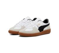 Sneaker PUMA "PALERMO LTH JR", Jungen, Gr. 35,5, puma weiß, vapor gray, gum, Leder, unifarben, Schuhe Sneaker, mit leicht profilierter Gummisohle, mit Schnürung, sportlicher Stil (36006337-35,5) puma