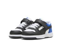 Sneaker PUMA "REBOUND SLAM LO AC INF", Mädchen, Gr. 25, schwarz-weiß (puma weiß, puma schwarz, puma team royal), Synthetik, Schuhe Sneaker (75139308-25) puma weiß, puma schwarz, puma team royal